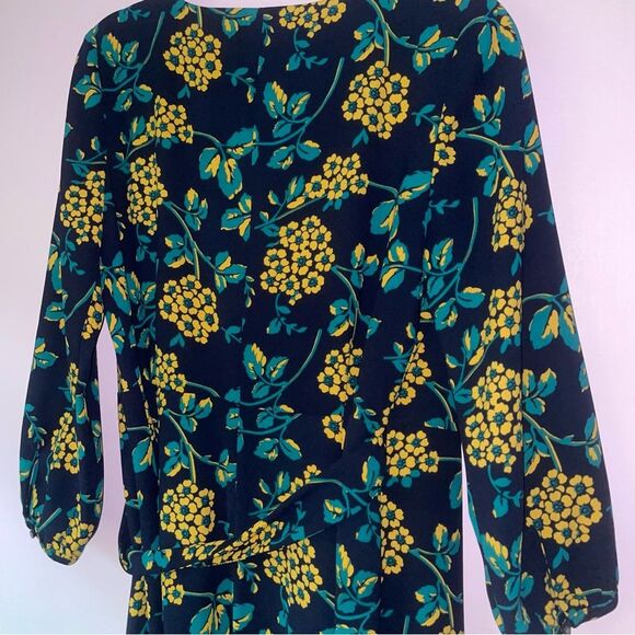 J Crew Wrap Dress Size 6 Long Sleeve Midi Floral Boho - Picture 9 of 10